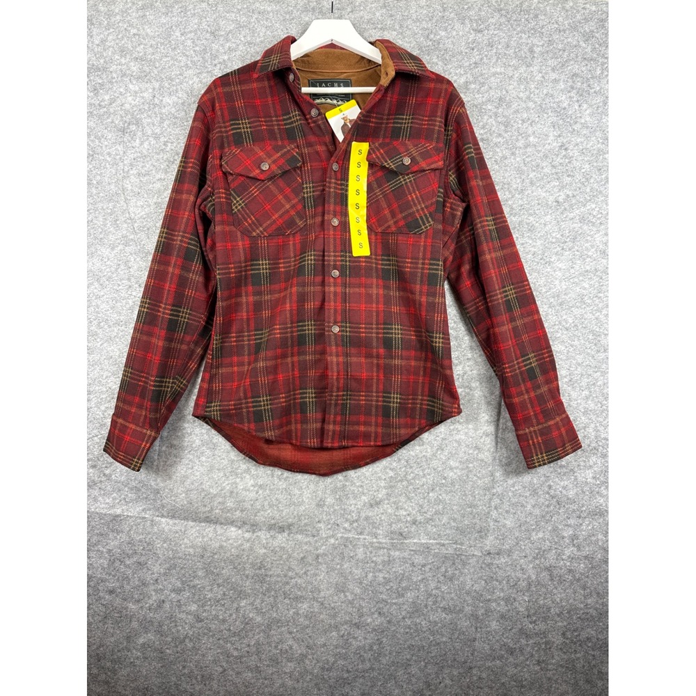 Jachs New York Mens Red Plaid Flannel Shirt Long Sleeve‎ Button Down Small NEW